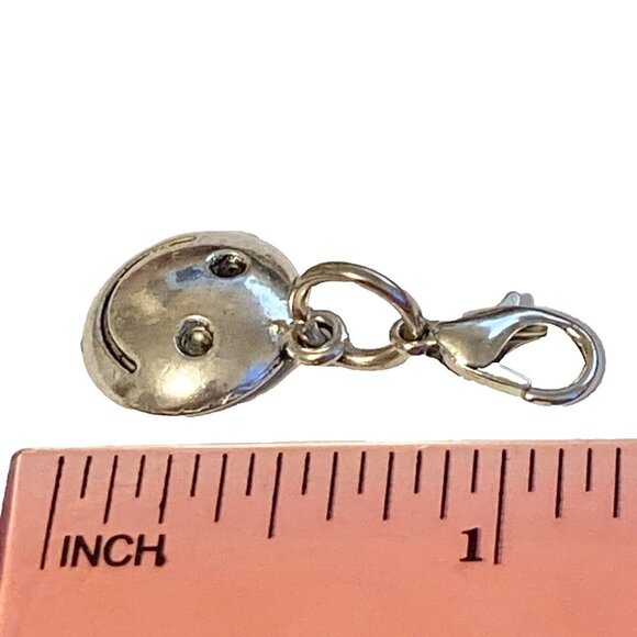 Smiley Face Clip On Charm For Bracelet Zipper Pull Bag Silver Tone Smile Happy - Picture 6 of 12